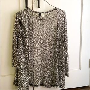 Long black and white light cardigan